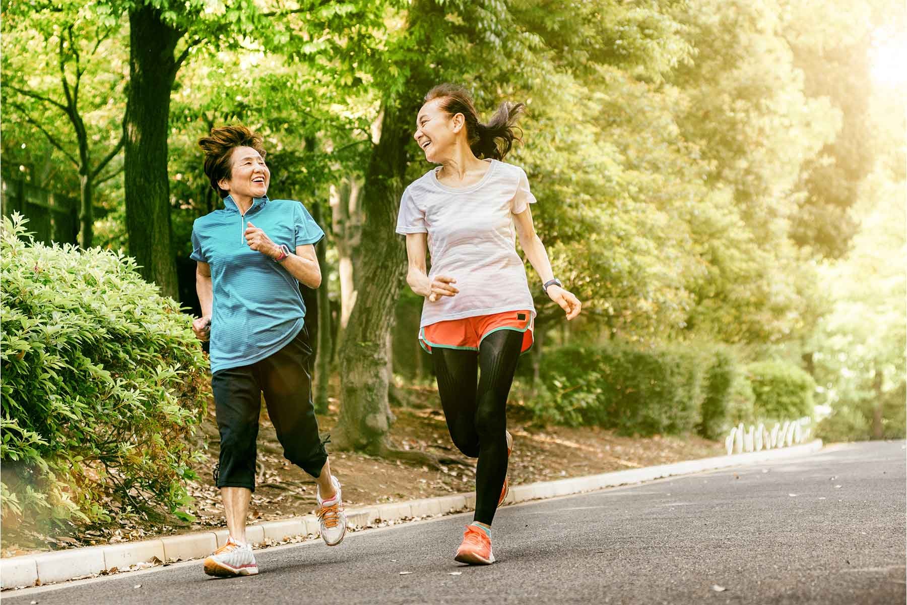 Two women going for a run